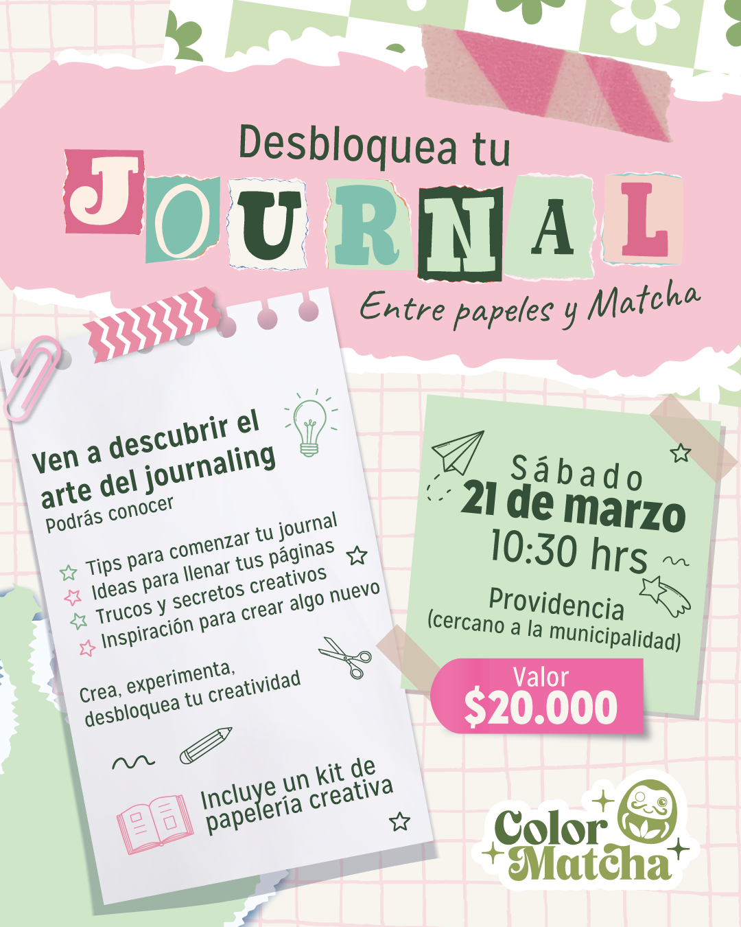 Proximas juntas color matcha - journaling creativo - scrapbook
